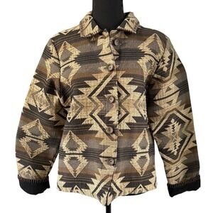 Roughrider by Circle T Tapestry Western Cowgirl Southwest Jacket Brown Gray Sz M
